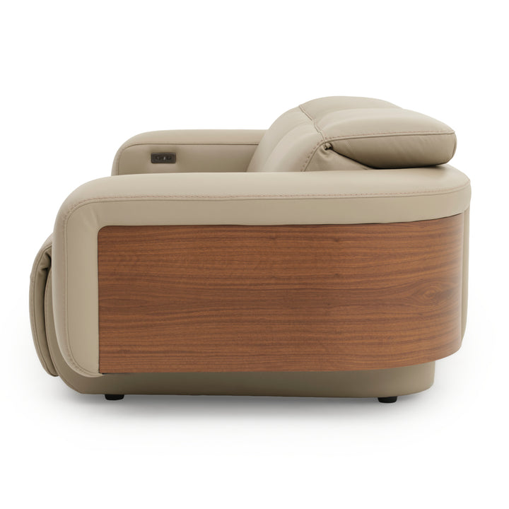Eltha Leather Reclining Sofa Taupe