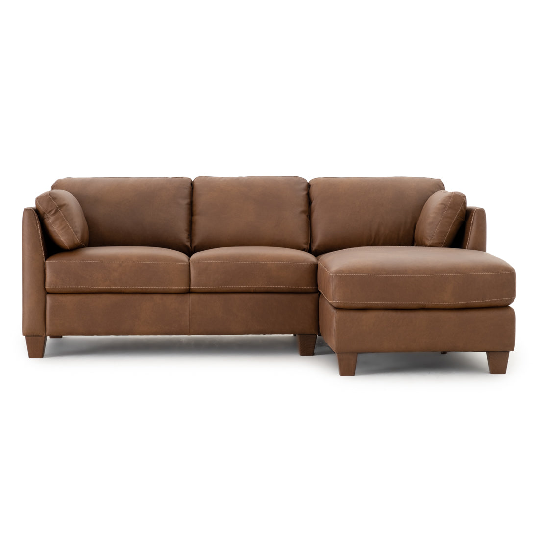 Neal Leather Sectional Sofa Cognac