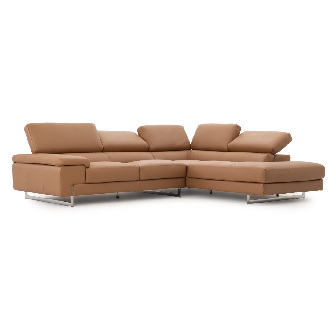 Waller Leather Sectional Sofa Cognac