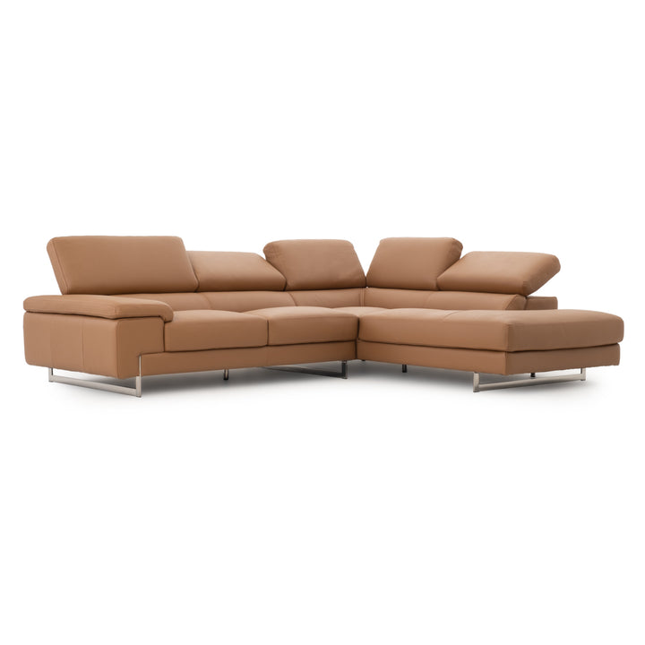 Waller Leather Sectional Sofa Cognac