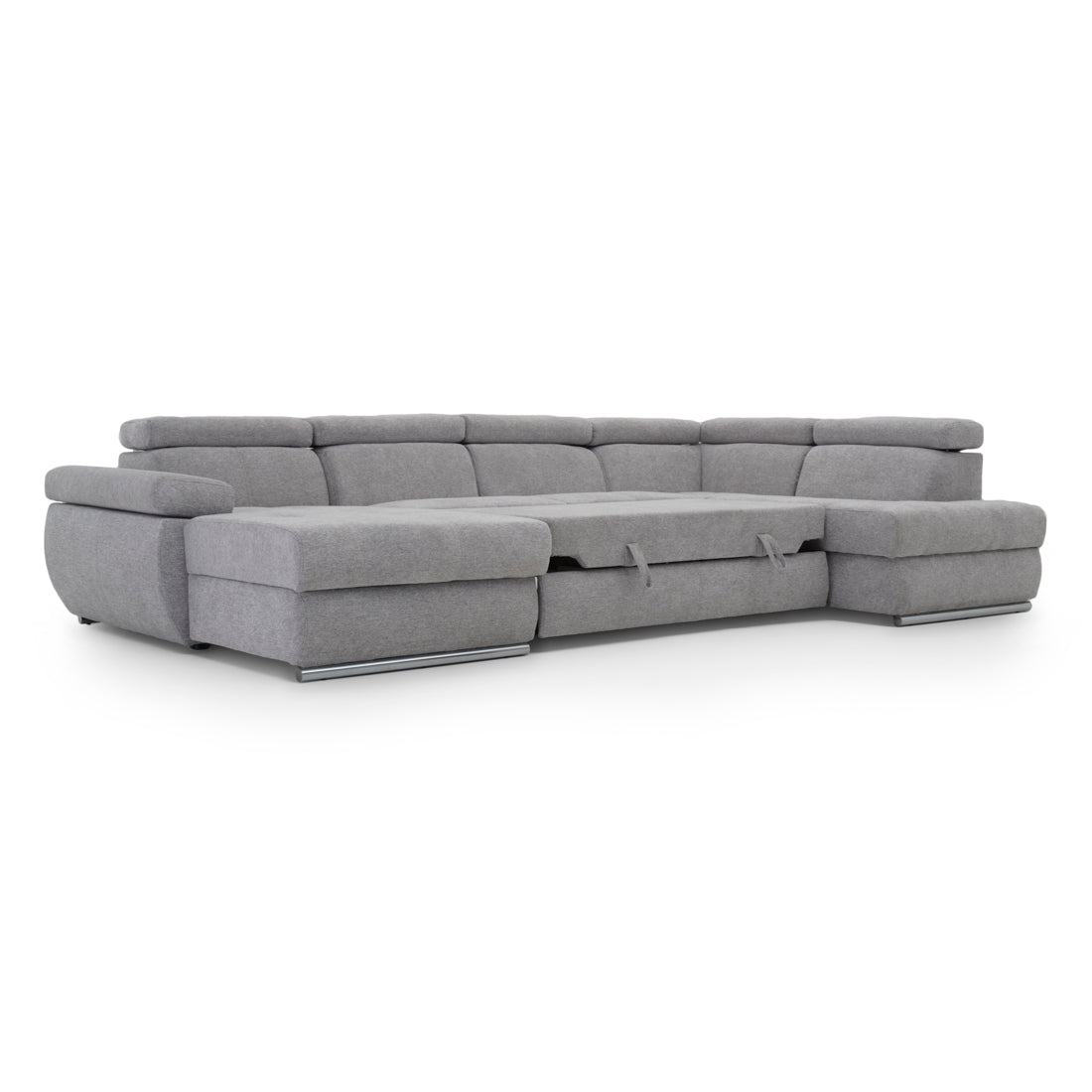 Wicek Fabric Sectional Sofa-Bed Light Grey