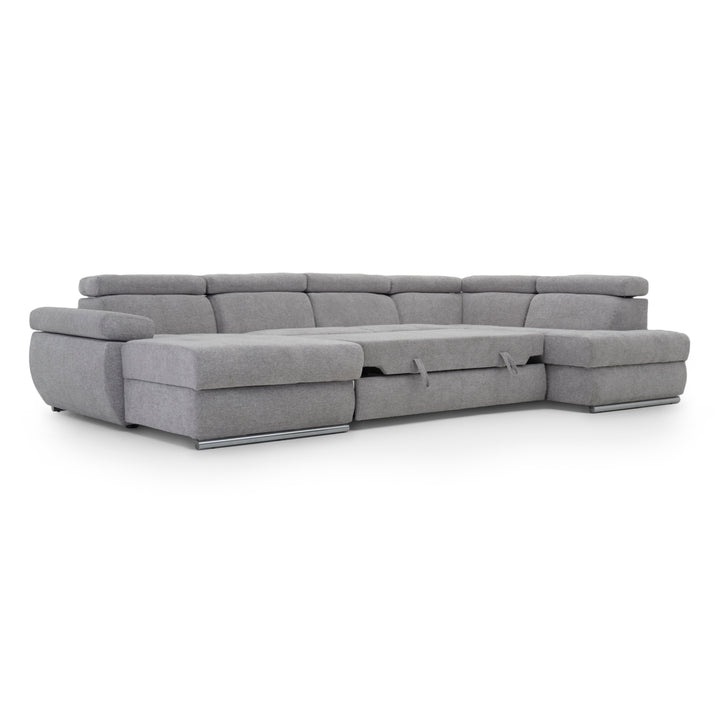Wicek Fabric Sectional Sofa-Bed Light Grey