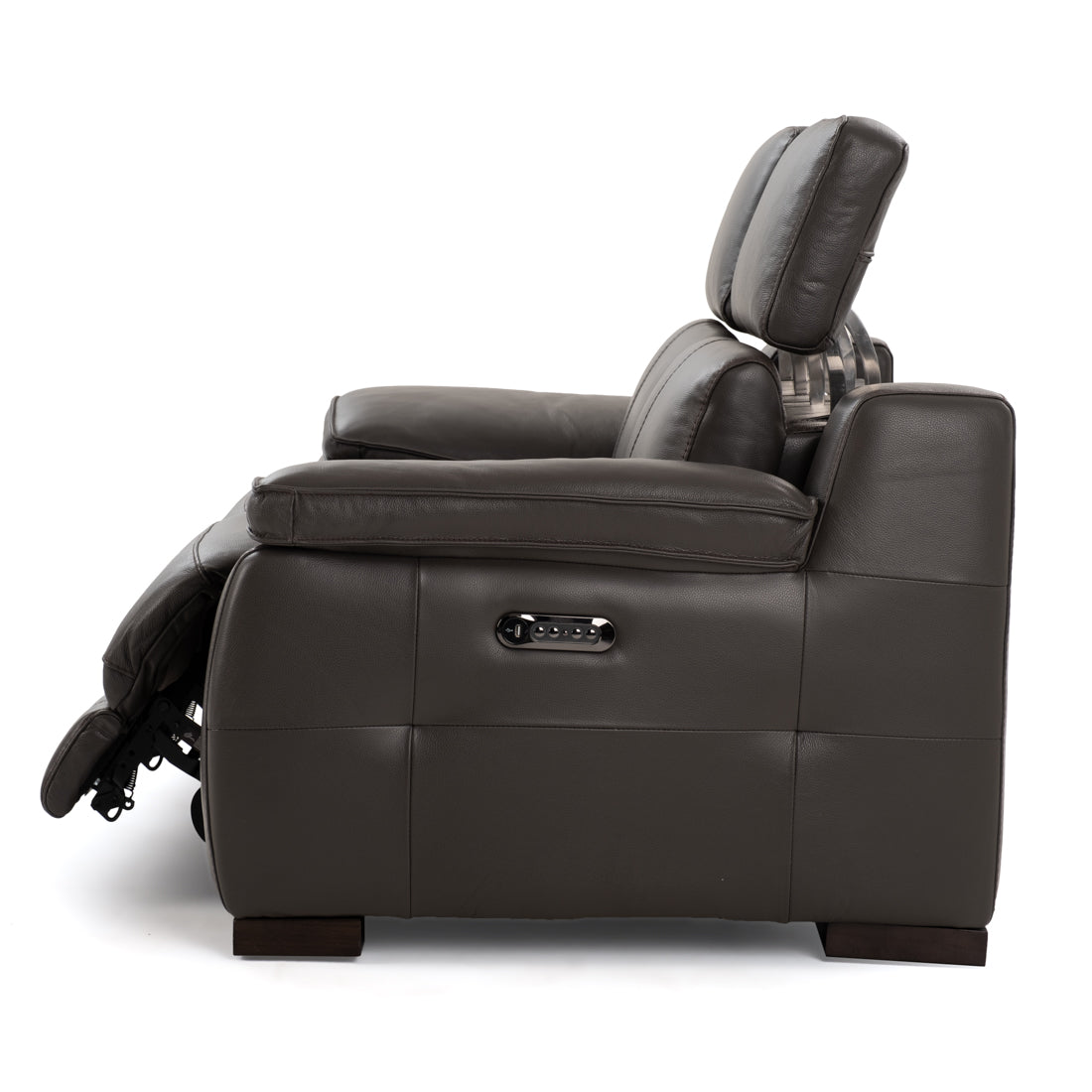 Nova Leather Reclining Loveseat Dark Grey