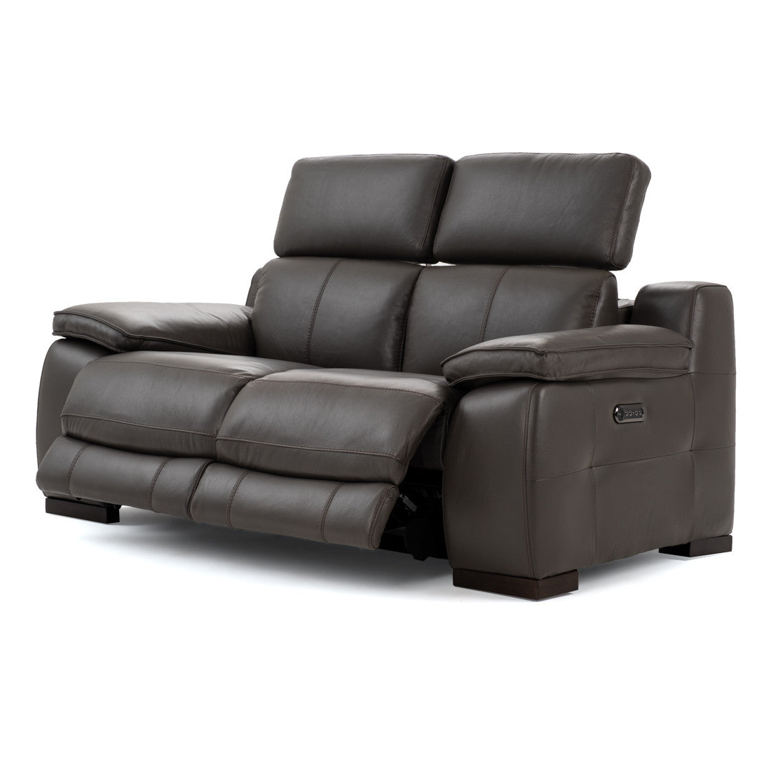 Nova Leather Reclining Loveseat Dark Grey
