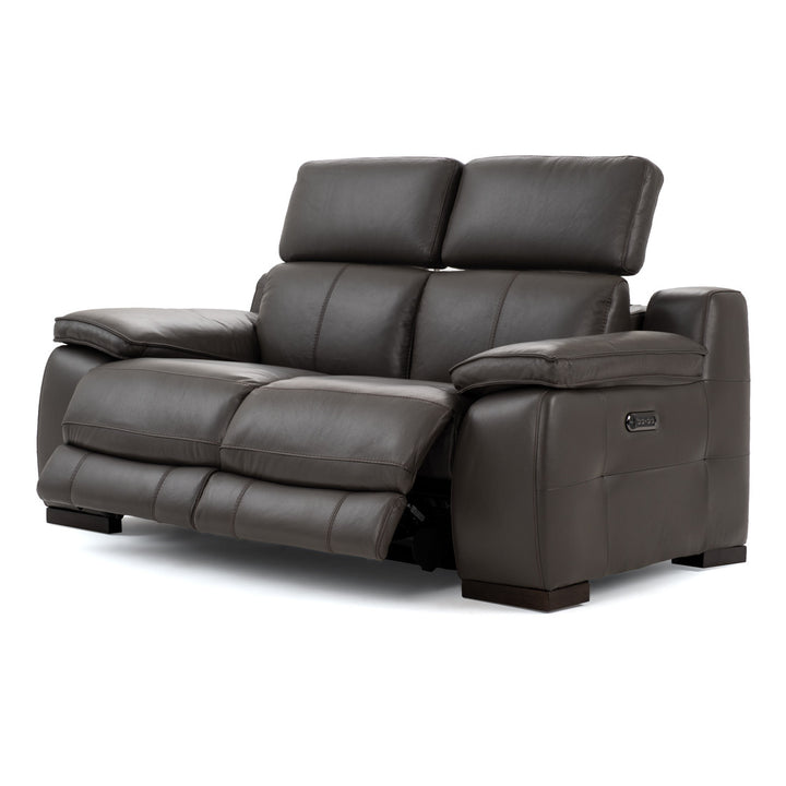 Nova Leather Reclining Loveseat Dark Grey