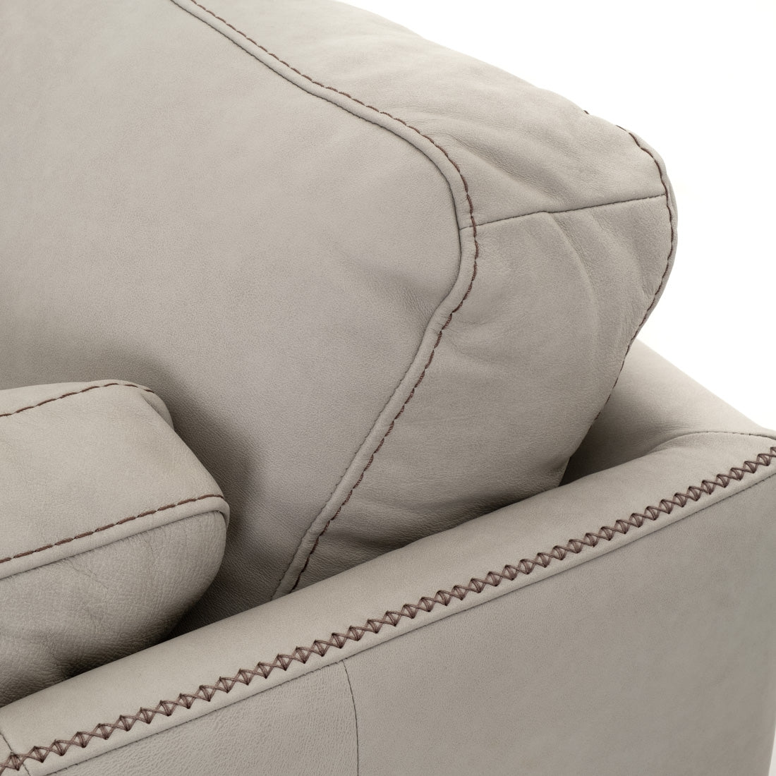Neal Leather Sectional Sofa Light Grey
