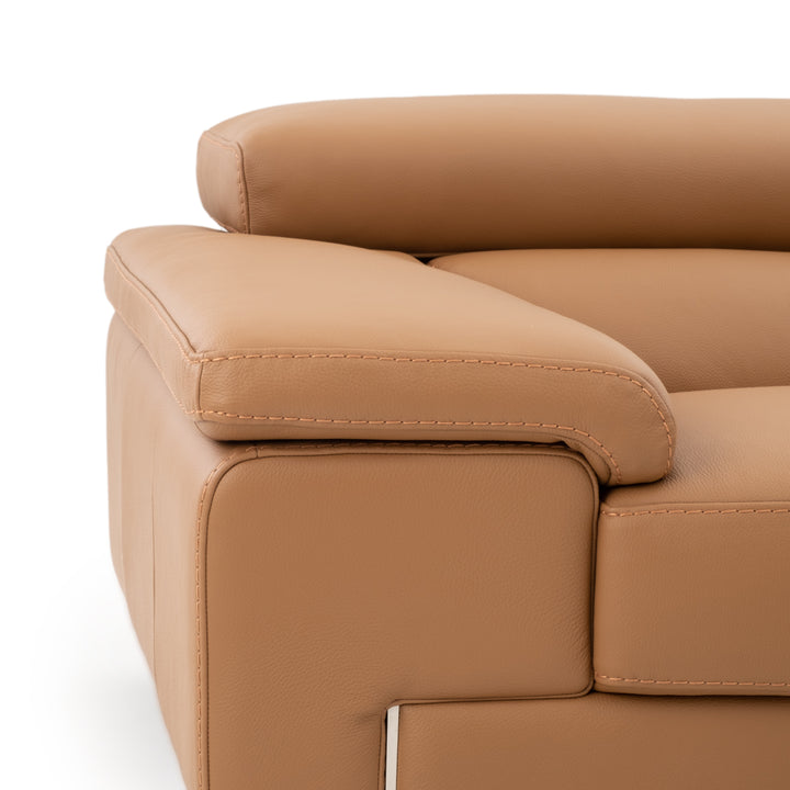 Waller Leather Sectional Sofa Cognac