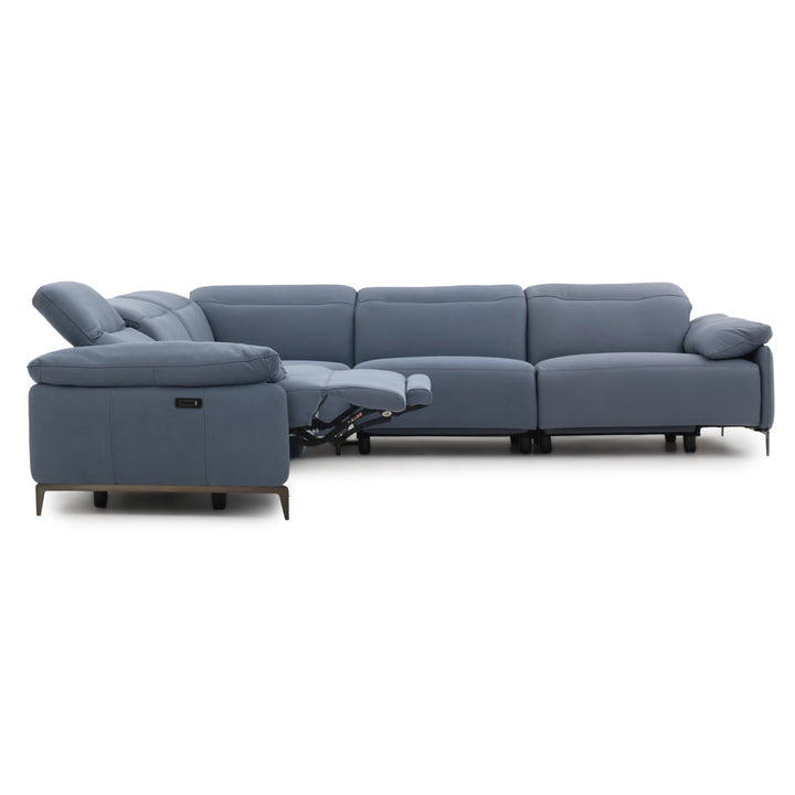 Wakely Leather Sectional Sofa Dark Blue