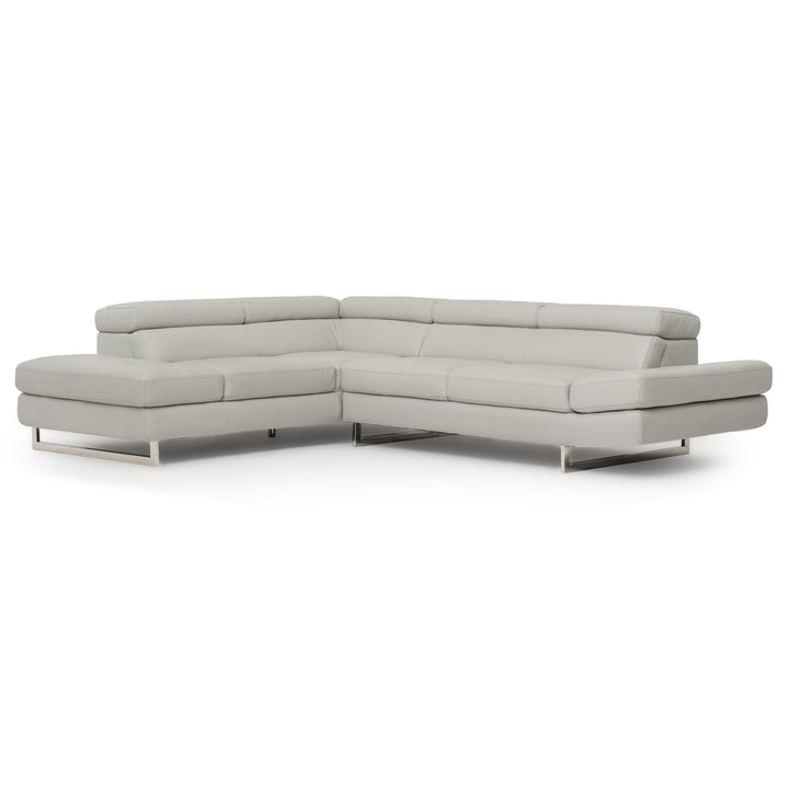 Rockland Leather Sectional Sofa Light Grey