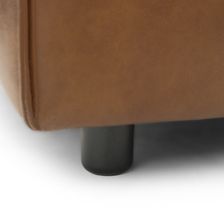 Nessa Leather Ottoman Dark Brown