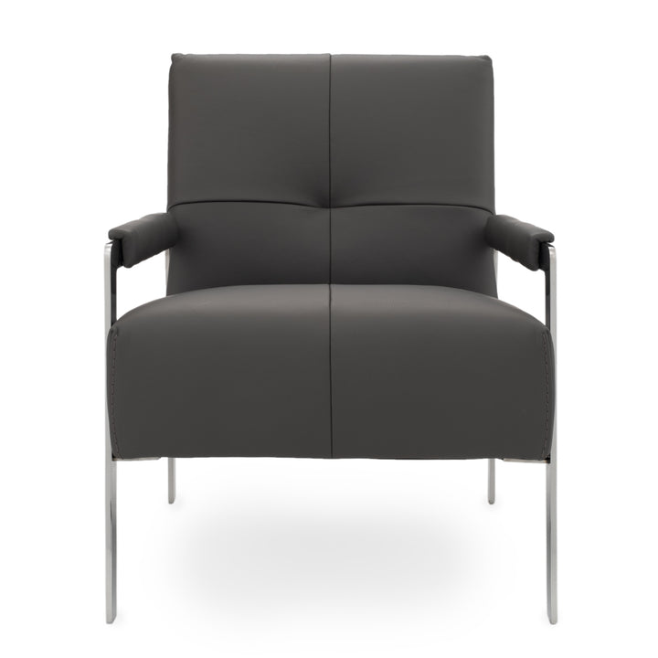 Walter Leather Accent Chair Dark Grey