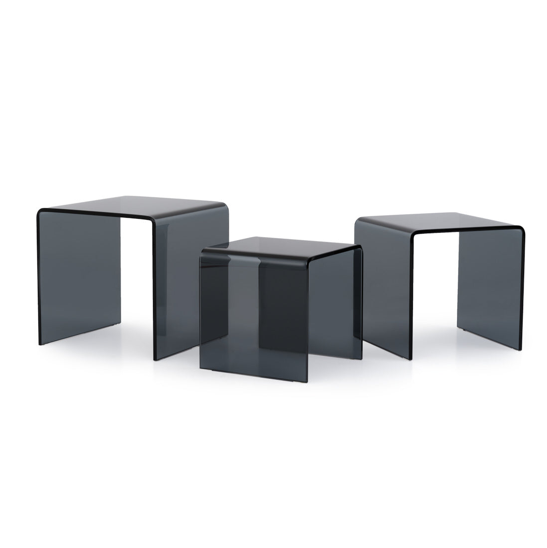 Wenzel Glass Nesting Table Dark Grey