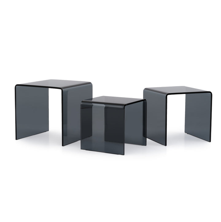 Wenzel Glass Nesting Table Dark Grey