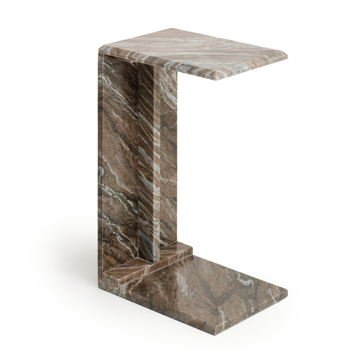 Neville Marble Accent Table Light Brown