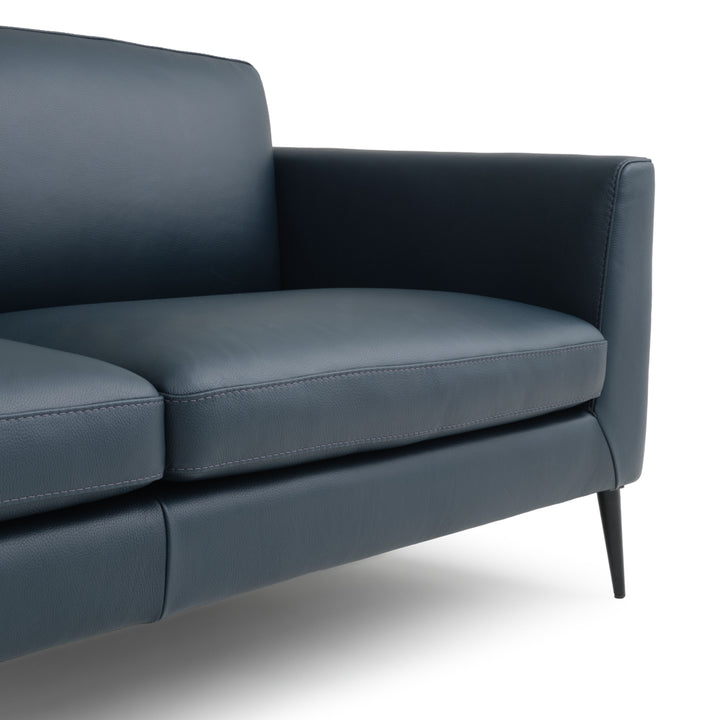 Ermilo Leather Sofa Dark Blue