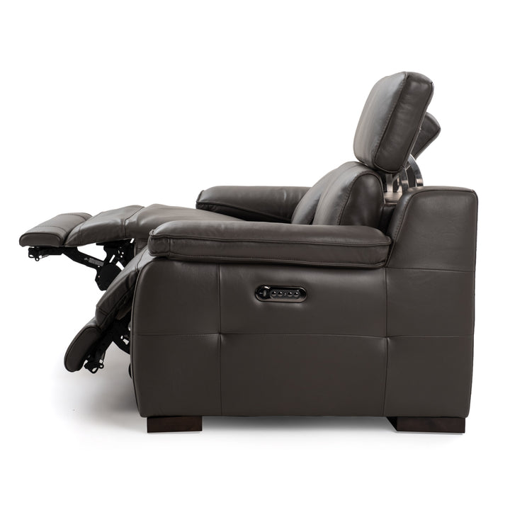 Nova Leather Reclining Sofa Dark Grey