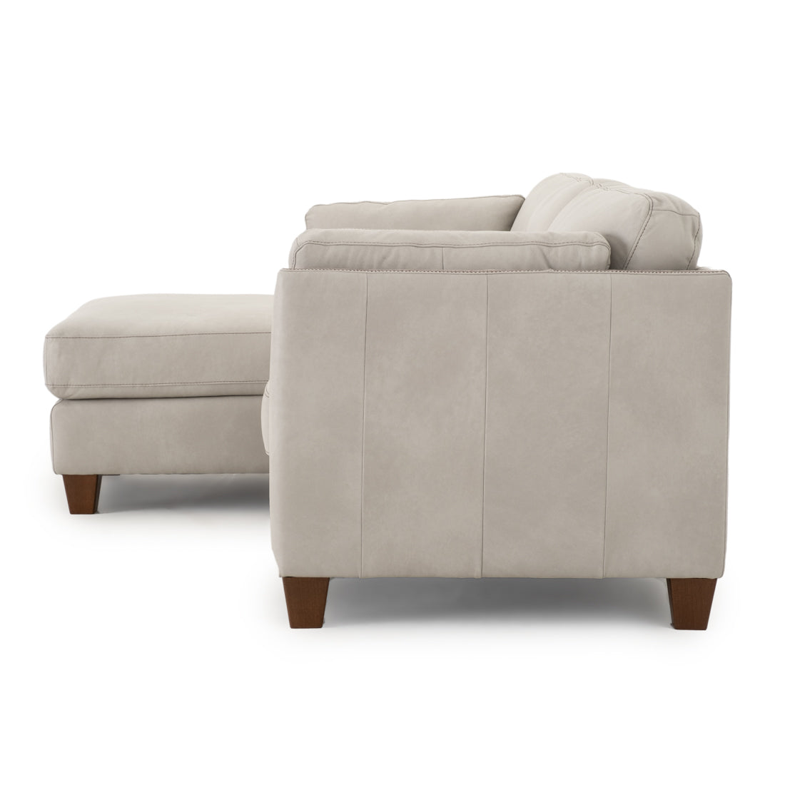 Neal Leather Sectional Sofa Light Grey