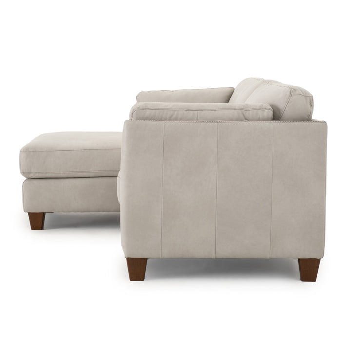 Neal Leather Sectional Sofa Light Grey