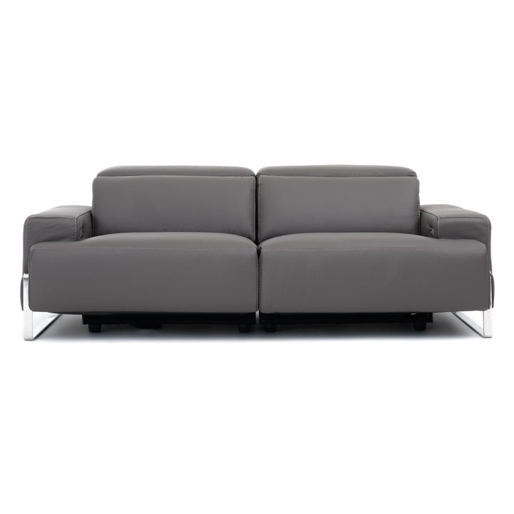 Warley Leather Reclining Sofa Light Grey
