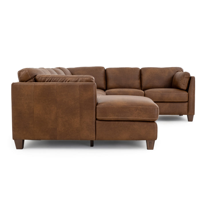 Neal Leather Sectional Sofa Cognac