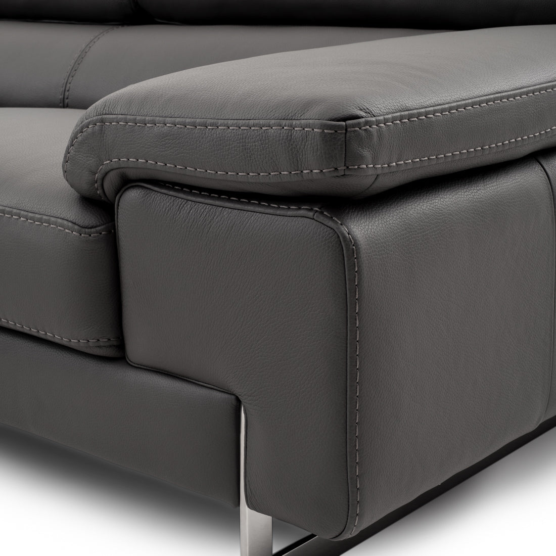 Waller Leather Sectional Sofa Dark Grey