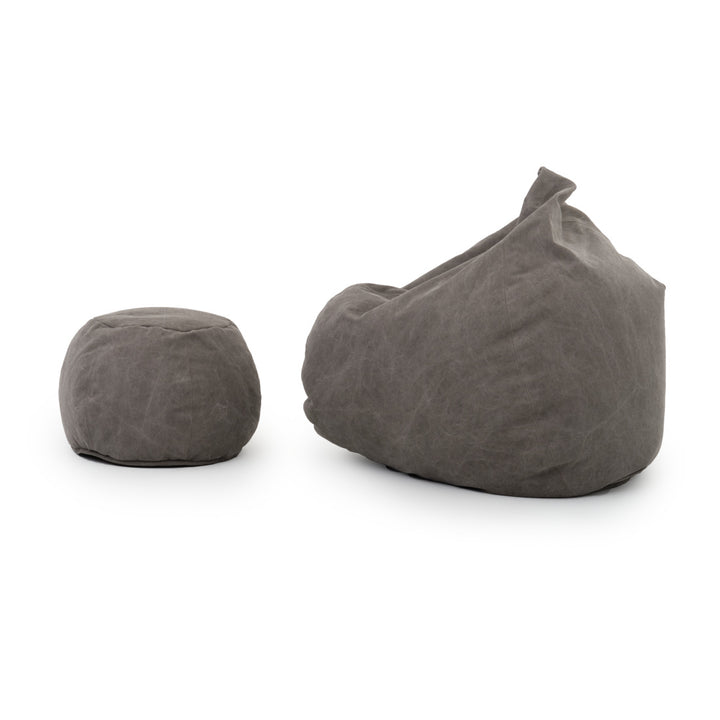 Eloka Bean Bag with Ottoman Light Grey