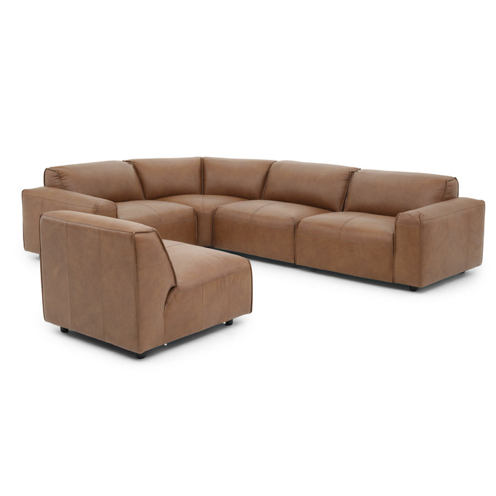 Nessa Leather Modular Set Dark Brown