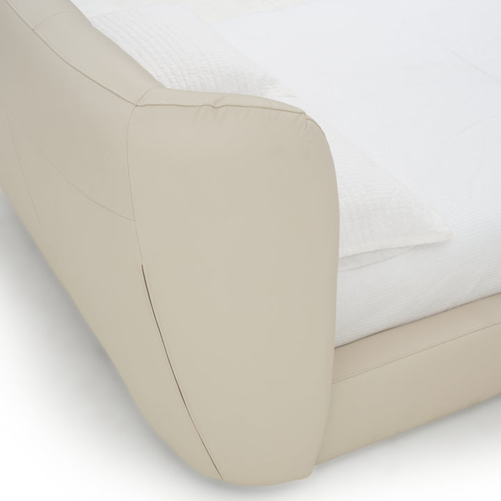 Waneta Leather King Bed Beige