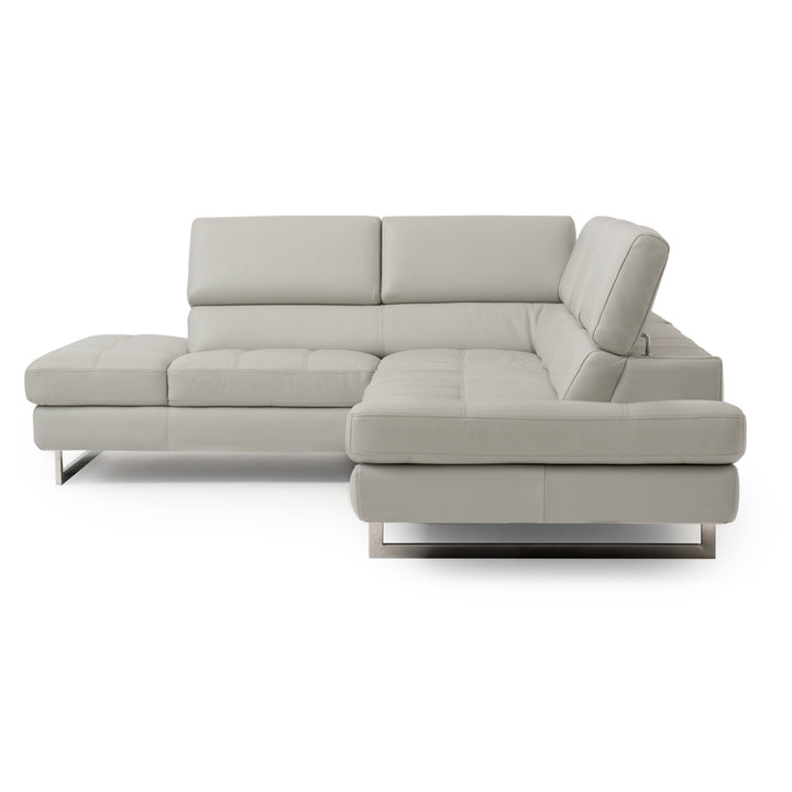 Rockland Leather Sectional Sofa Light Grey