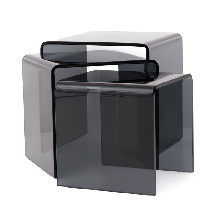 Wenzel Glass Nesting Table Dark Grey