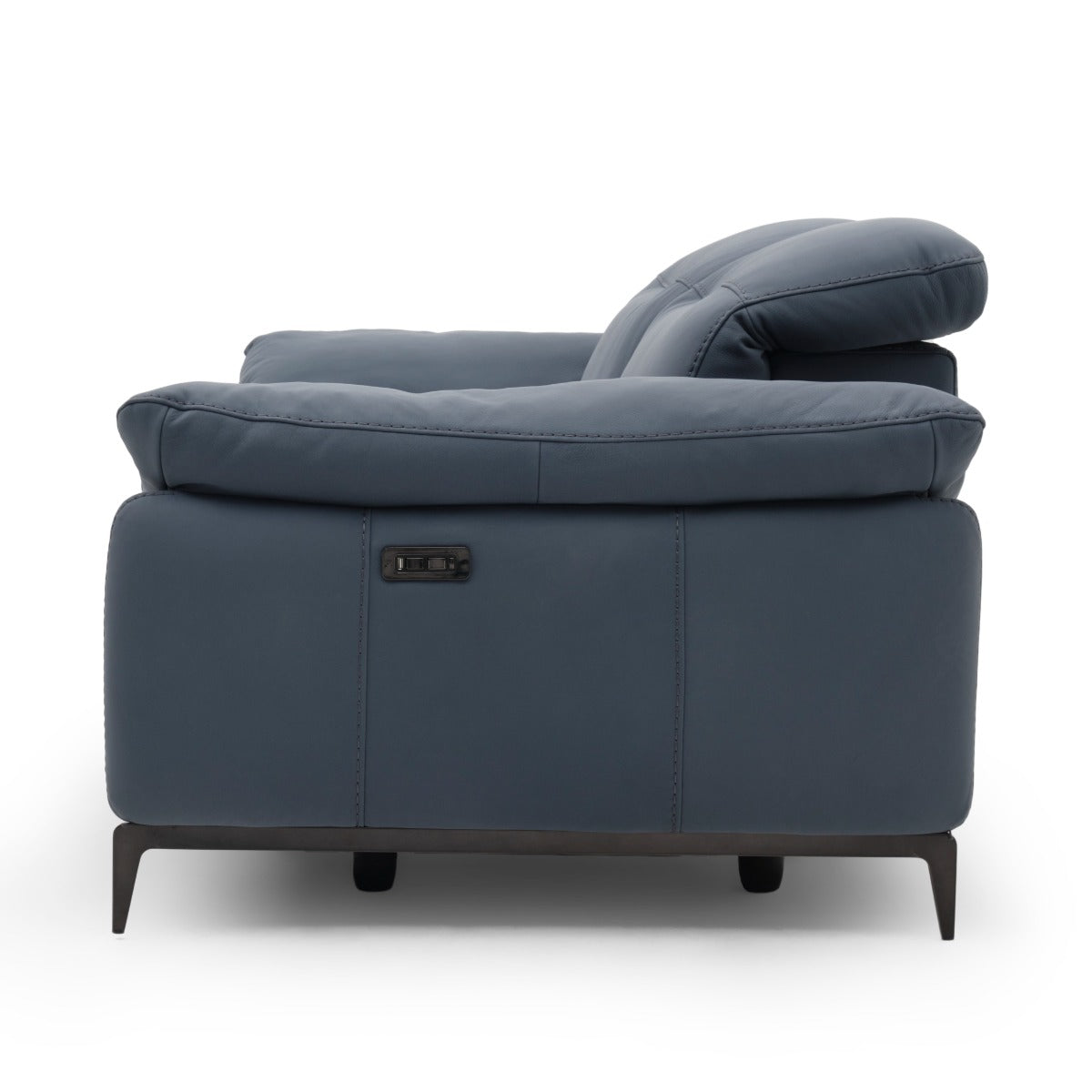 Wakely Leather Reclining Loveseat Dark Blue