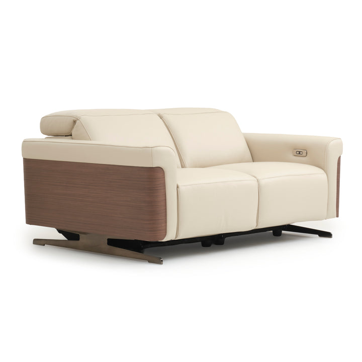 Walida Leather Reclining Loveseat Beige