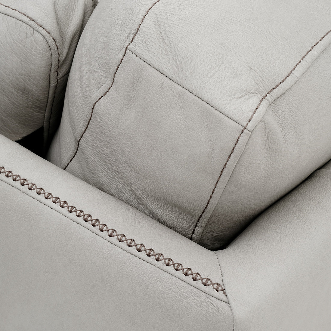 Neal Leather Loveseat Light Grey