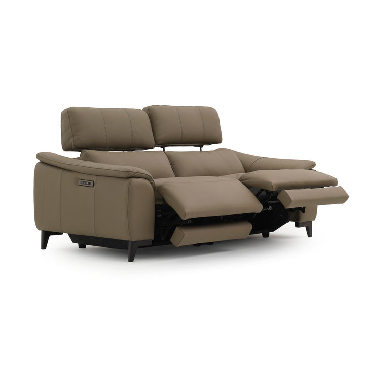 Nicola Leather Reclining Sofa Taupe