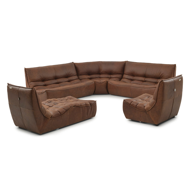 Nesto Leather Modular Set Dark Brown