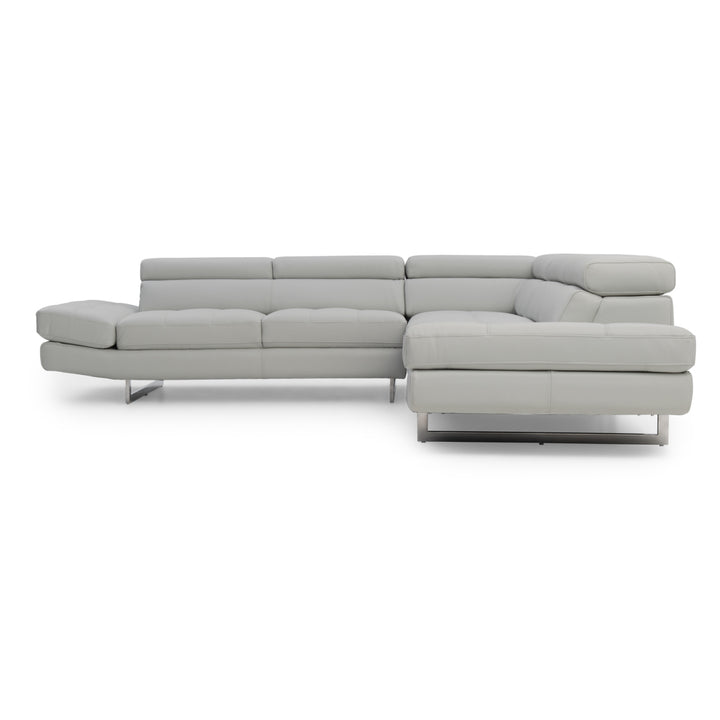 Rockland Leather Sectional Sofa Light Grey