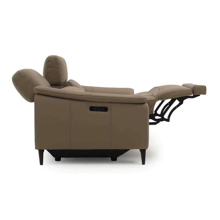 Nicola Leather Reclining Sofa Taupe