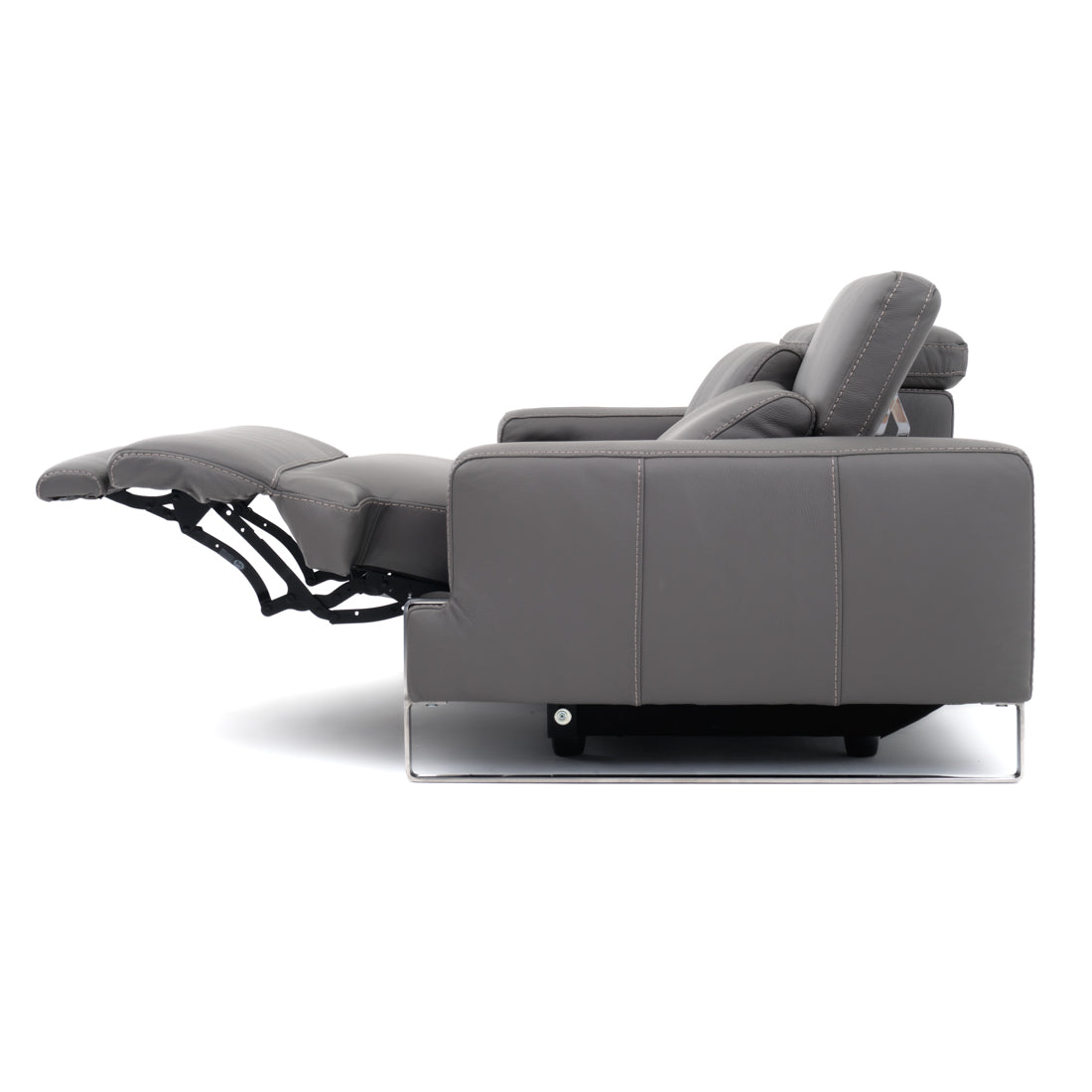 Warley Leather Reclining Sofa Light Grey