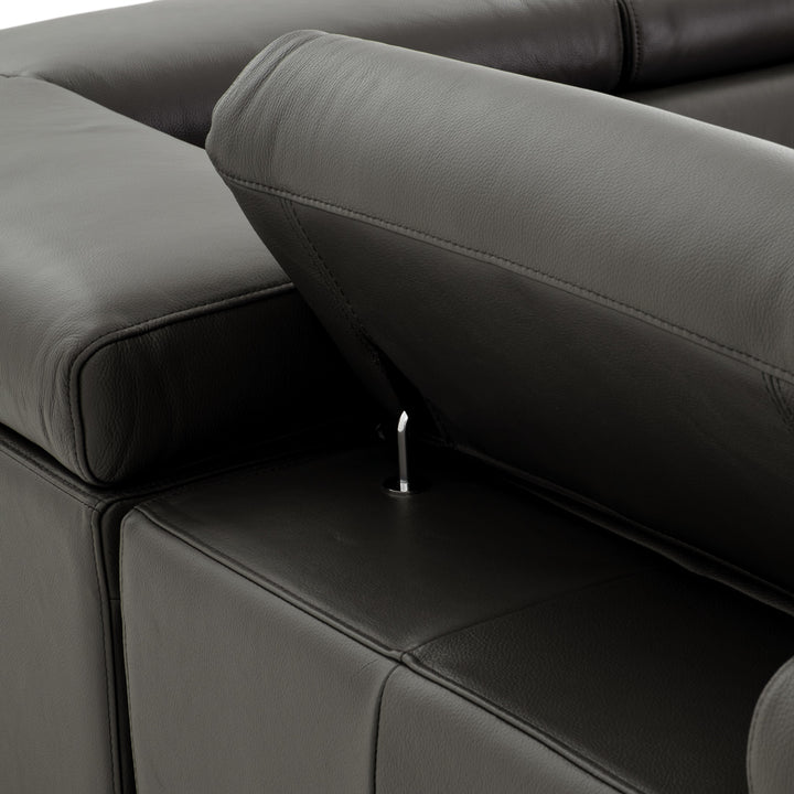 Rockland Leather Sectional Sofa Dark Grey