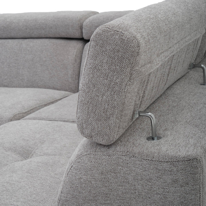 Wicek Fabric Sectional Sofa-Bed Light Grey