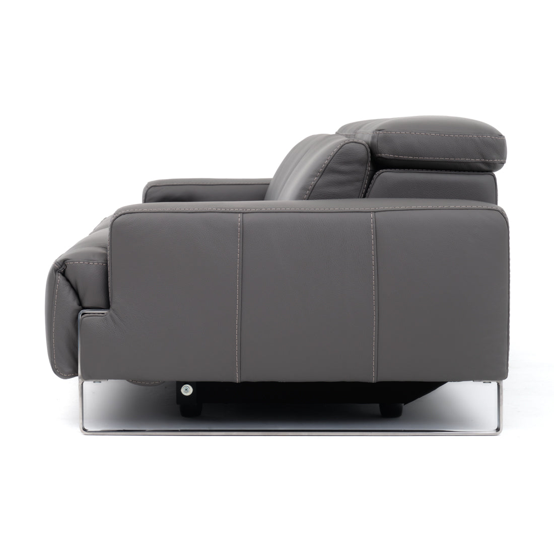 Warley Leather Reclining Sofa Light Grey