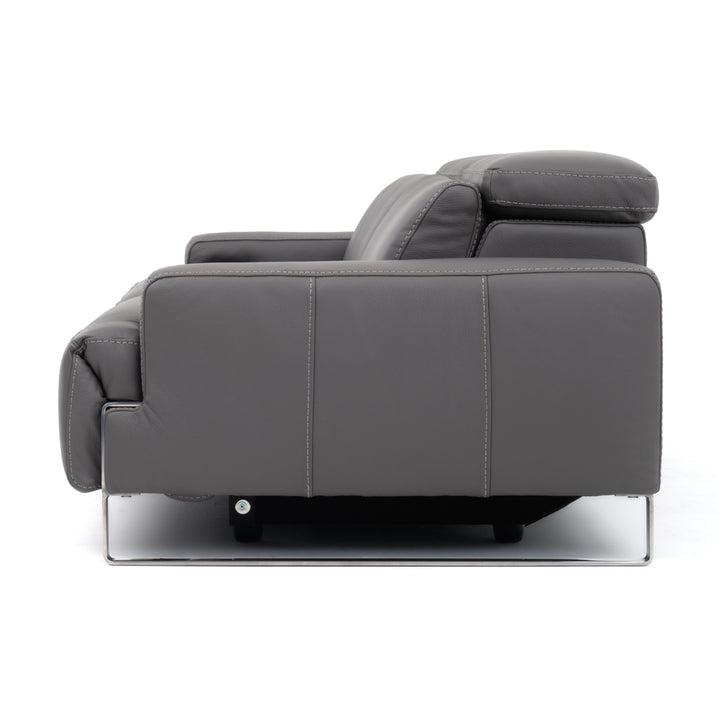 Warley Leather Reclining Sofa Light Grey