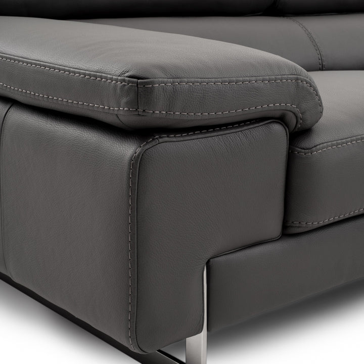 Waller Leather Sectional Sofa Dark Grey