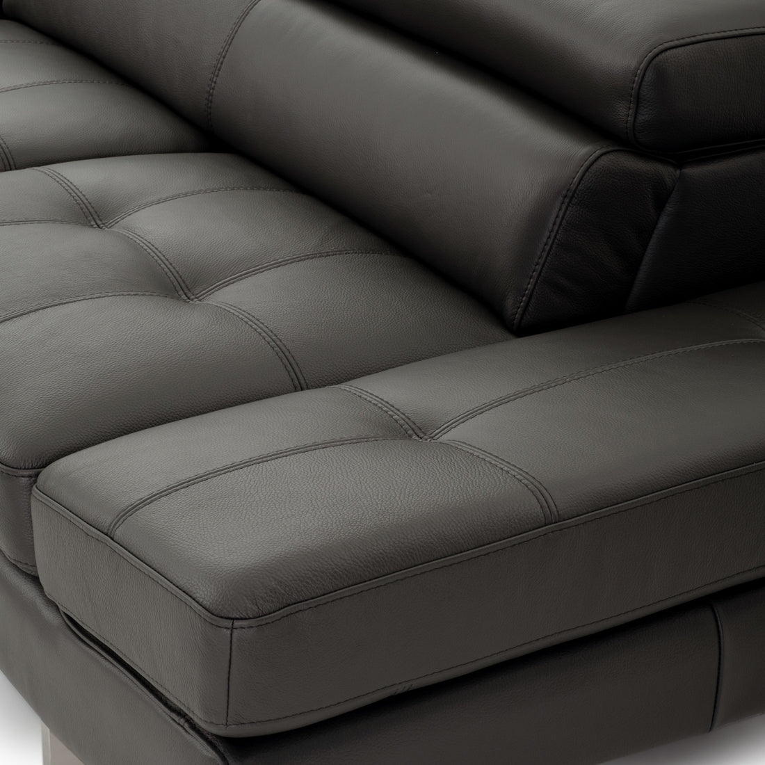 Rockland Leather Sectional Sofa Dark Grey