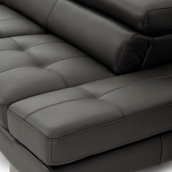 Rockland Leather Sectional Sofa Dark Grey