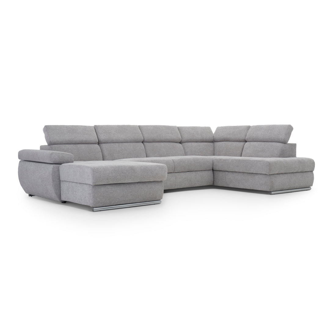 Wicek Fabric Sectional Sofa-Bed Light Grey