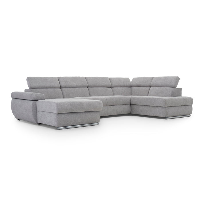 Wicek Fabric Sectional Sofa-Bed Light Grey