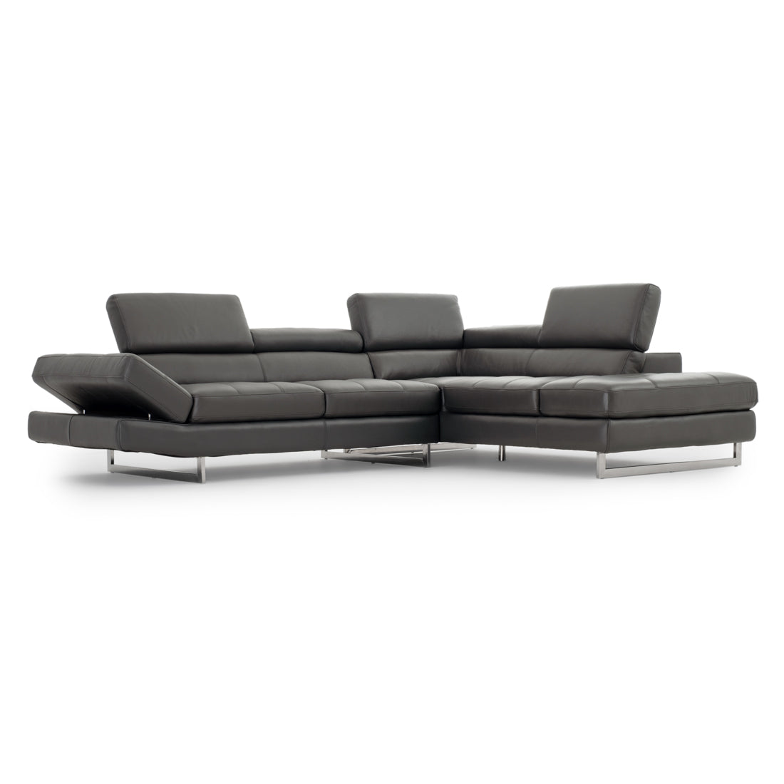 Rockland Leather Sectional Sofa Dark Grey