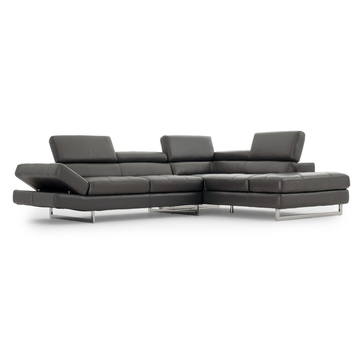 Rockland Leather Sectional Sofa Dark Grey