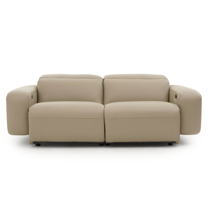 Eltha Leather Reclining Sofa Taupe